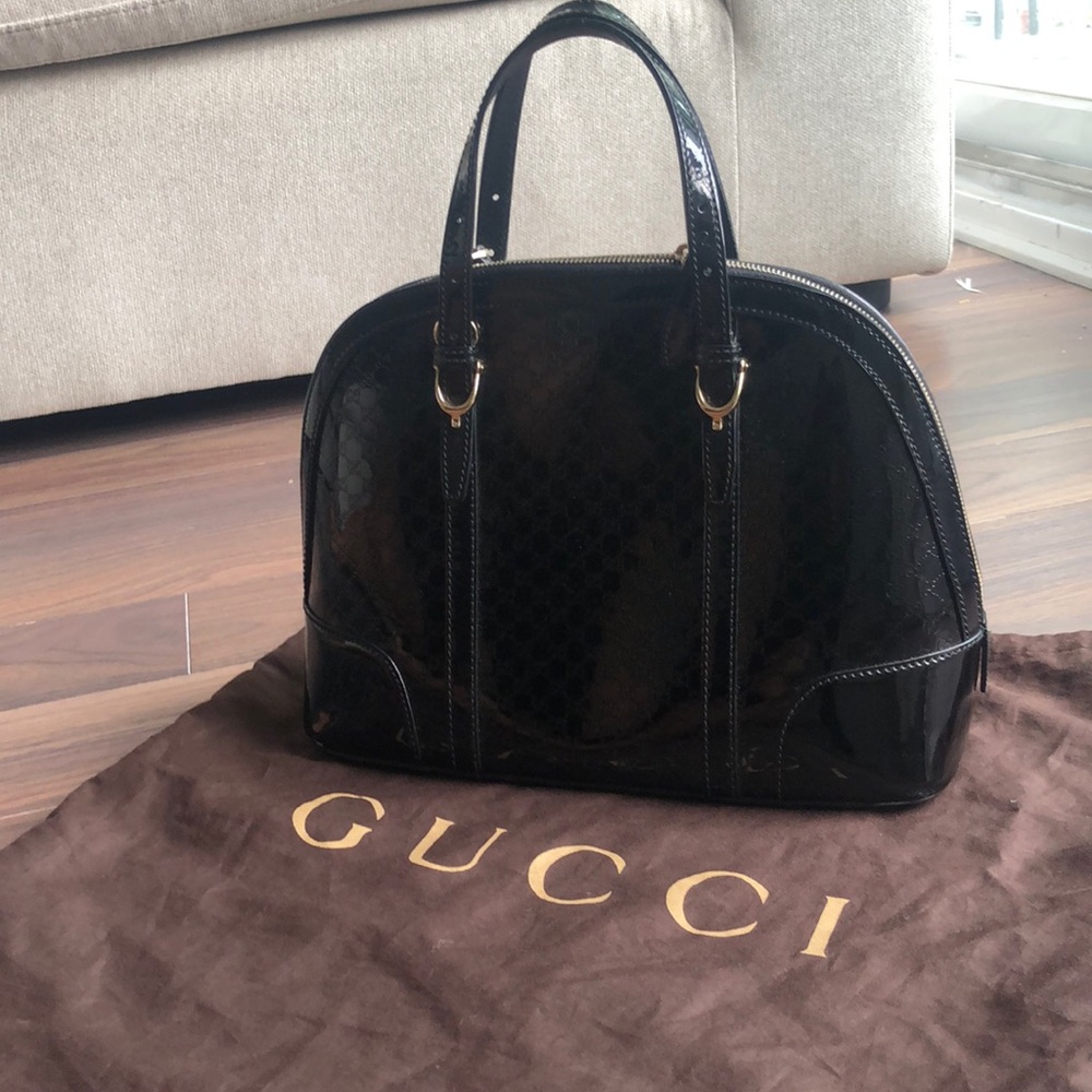 Gucci Guccissima Patent Leather Top Handle Bag